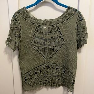 Women’s Small Boho Green Blouse